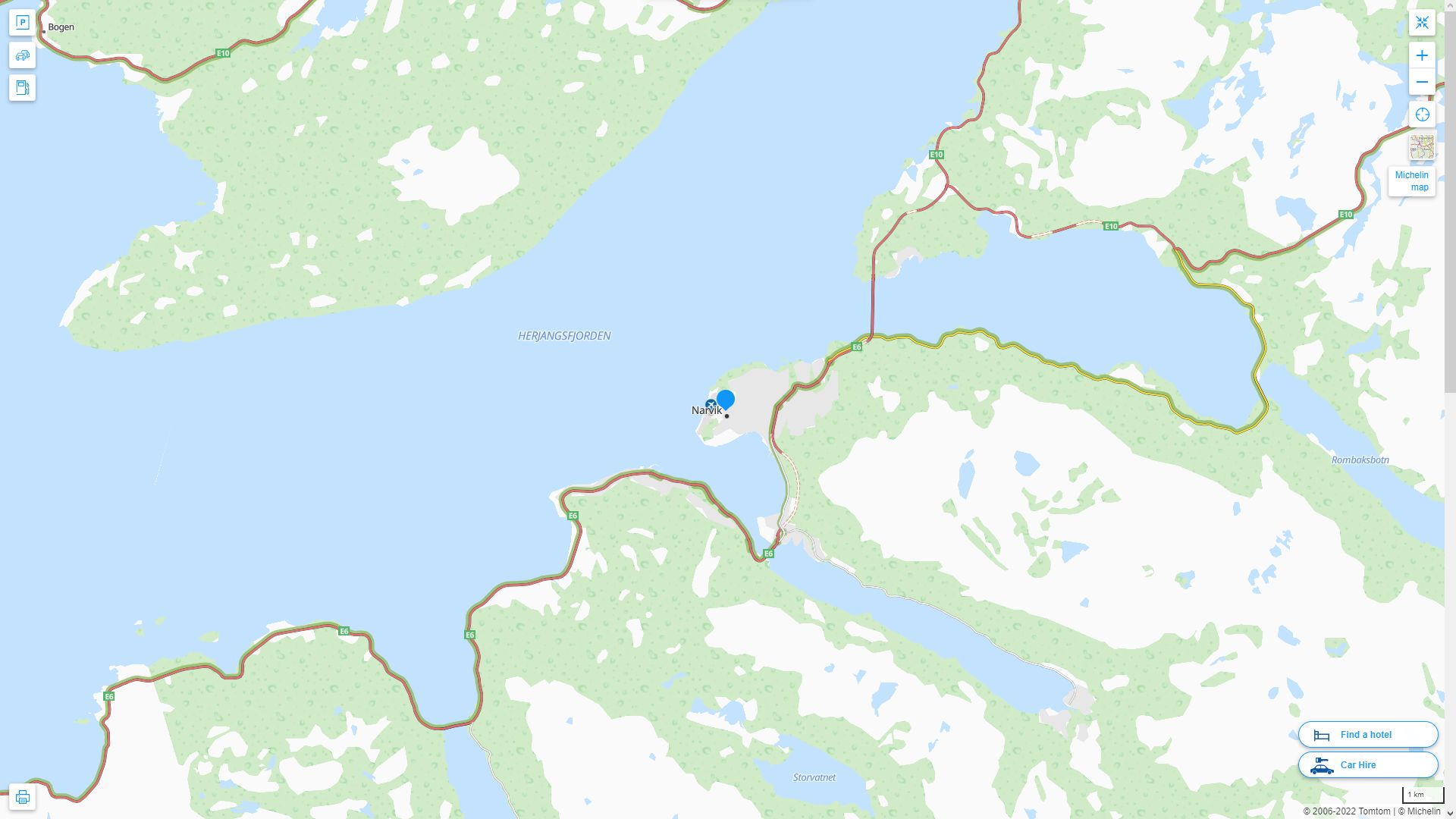Narvik Norvege Autoroute et carte routiere